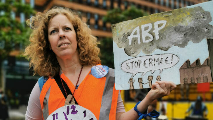 Anne Hofstede bij demonstratie ABP 2021